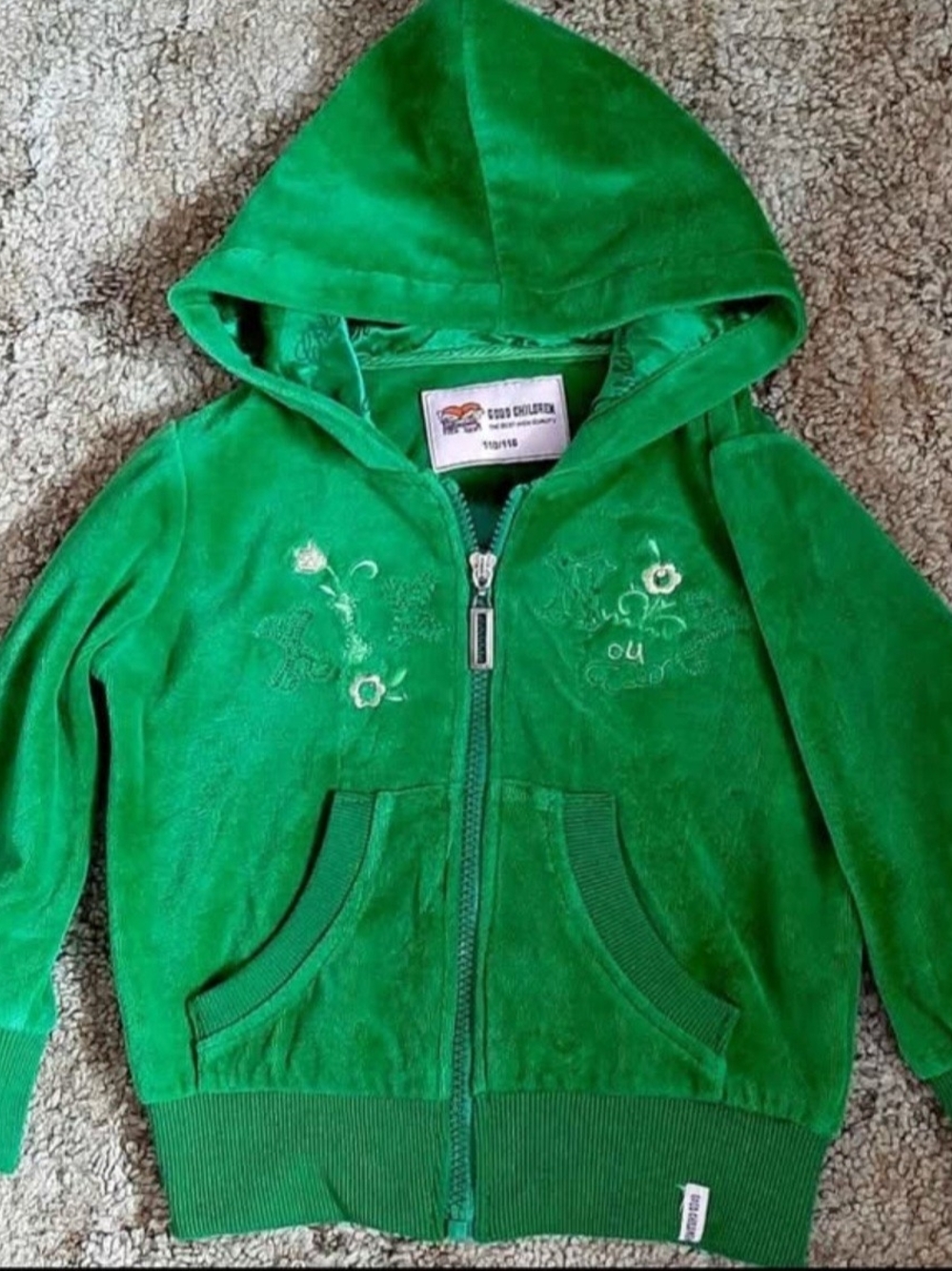 Green Hooded Zip-Up Sweatshirt SIZE 3-4 YEARS.